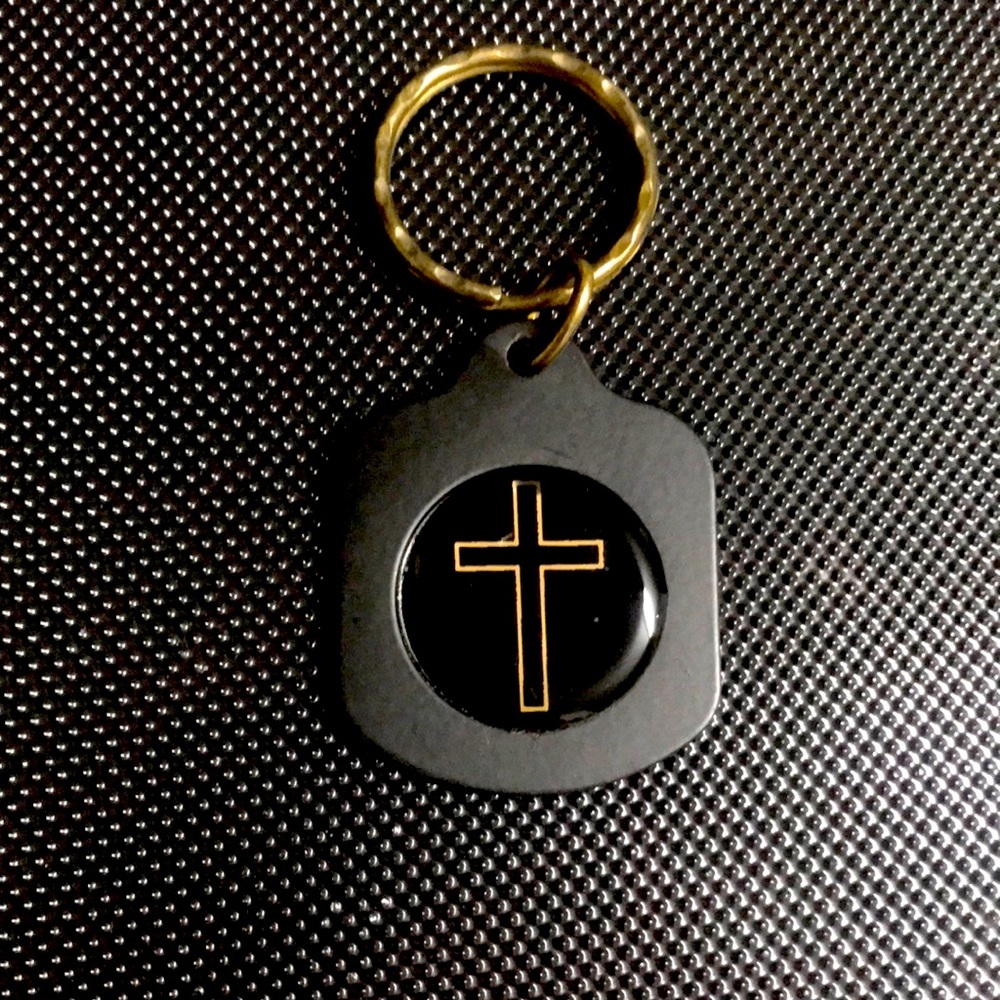 Black and Gold Cross Pendant Keychain